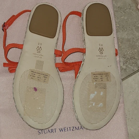 Stuart Weitzman Orange and Cream Sandals - Picture 3 of 4